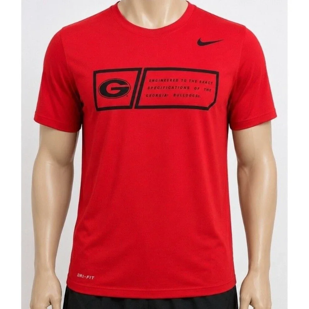 Mens Nike Dri-FIT Georgia Bulldogs UGA T Shirt Red Black Medium NCAA SEC Tee